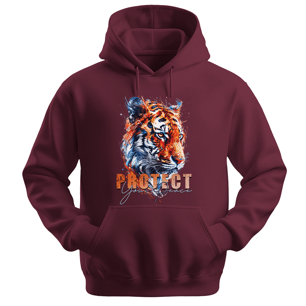 Protect Your Peace - Tiger Unisex Hoodie - Good Vibes Clothing - Unisex Hoodie | Gildan 18500 - Maroon. - S