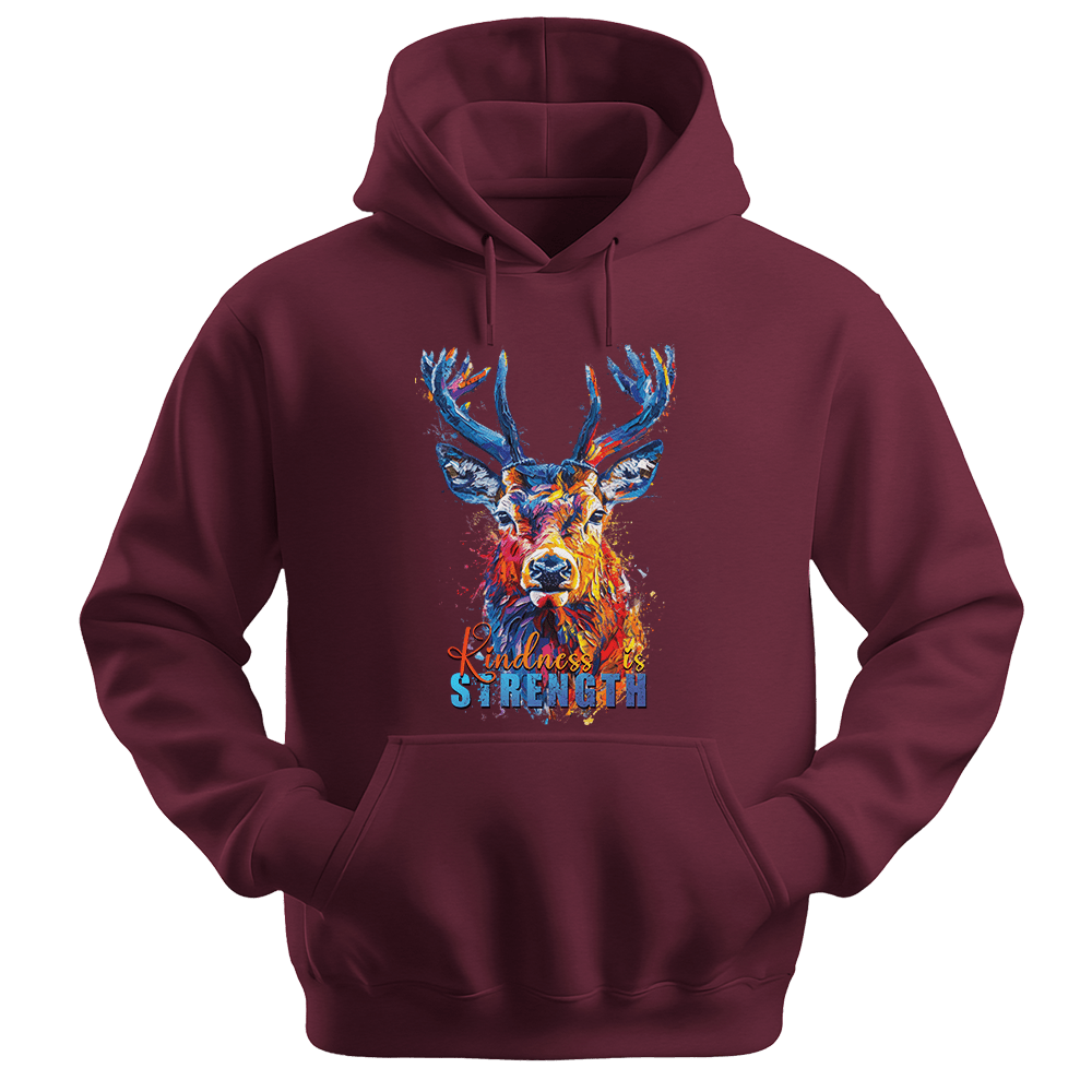 Kindness Is Strength - Deer Unisex Hoodie - Positive Hoodie - Unisex Hoodie | Gildan 18500 - Maroon. - S