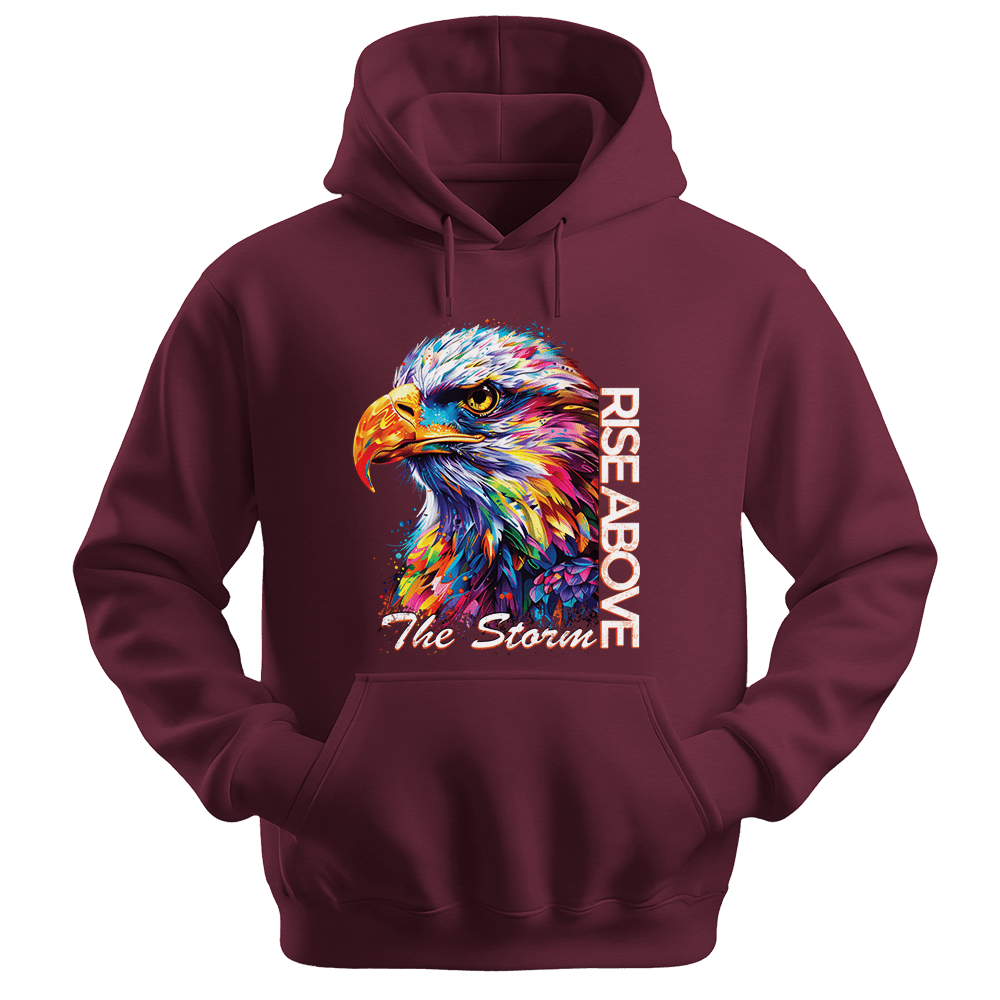 Rise Above The Storm - Eagle Unisex Hoodie - Inspirational Apparel - Unisex Hoodie | Gildan 18500 - Maroon. - S