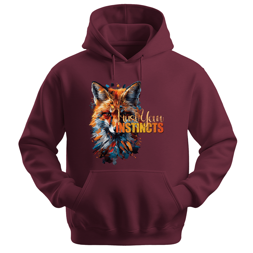 Trust Your Instincts - Fox Unisex Hoodie - Motivation Hoodie - Unisex Hoodie | Gildan 18500 - Maroon. - S