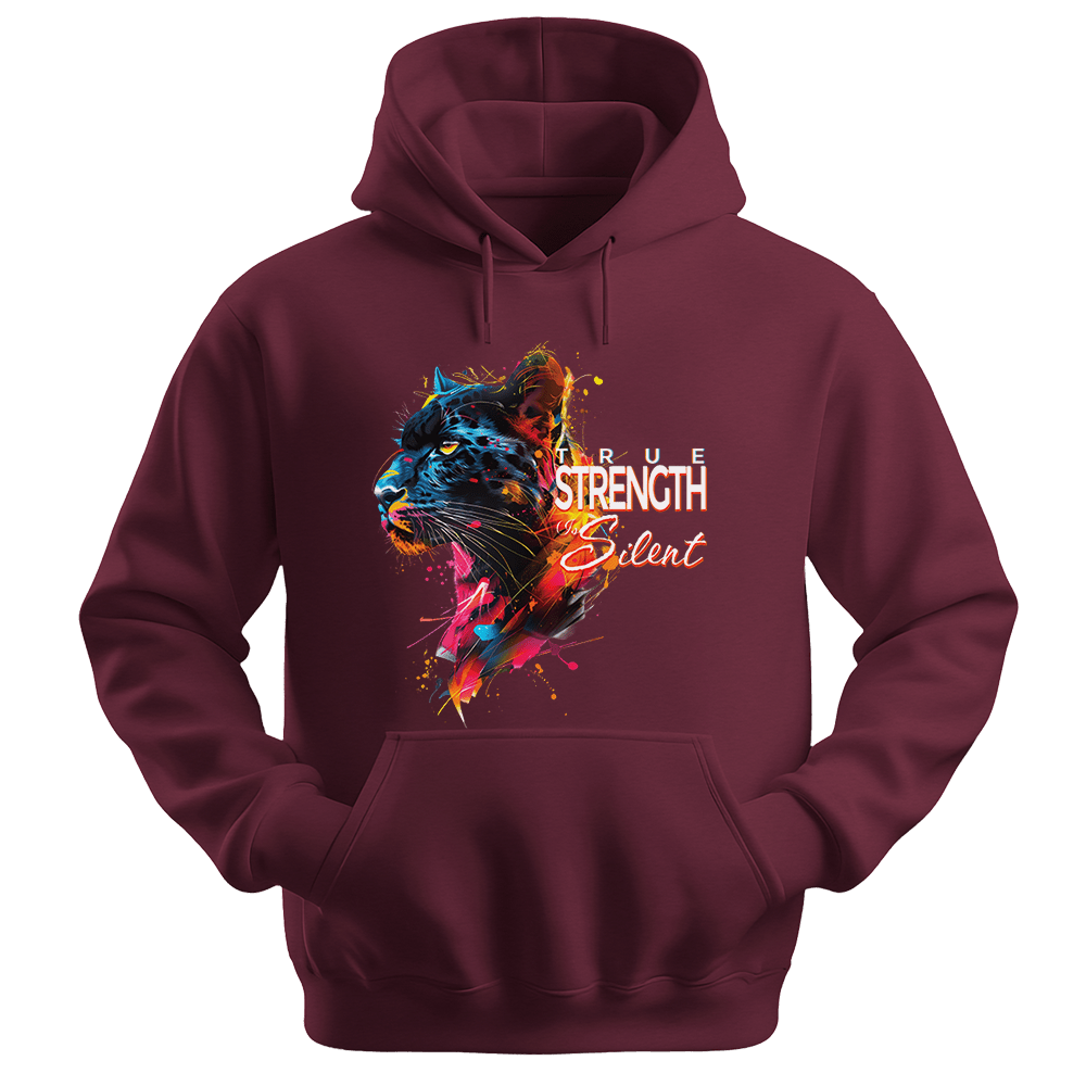 True Strength Is Silent - Panther Unisex Hoodie - Statement Hoodie - Unisex Hoodie | Gildan 18500 - Maroon. - S