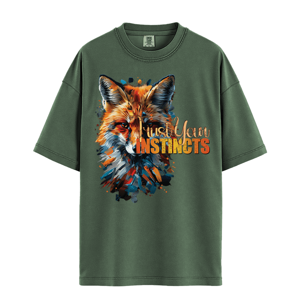 Trust Your Instincts - Fox Unisex T-Shirt Premium Comfort Colors - Moss