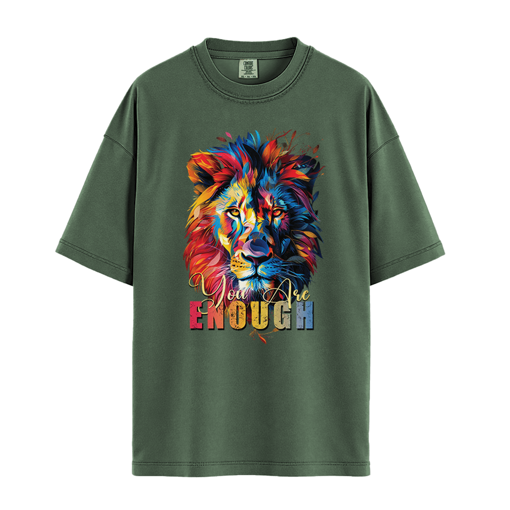 You Are Enough - Lion Unisex T-Shirt Premium Comfort Colors - Moss
