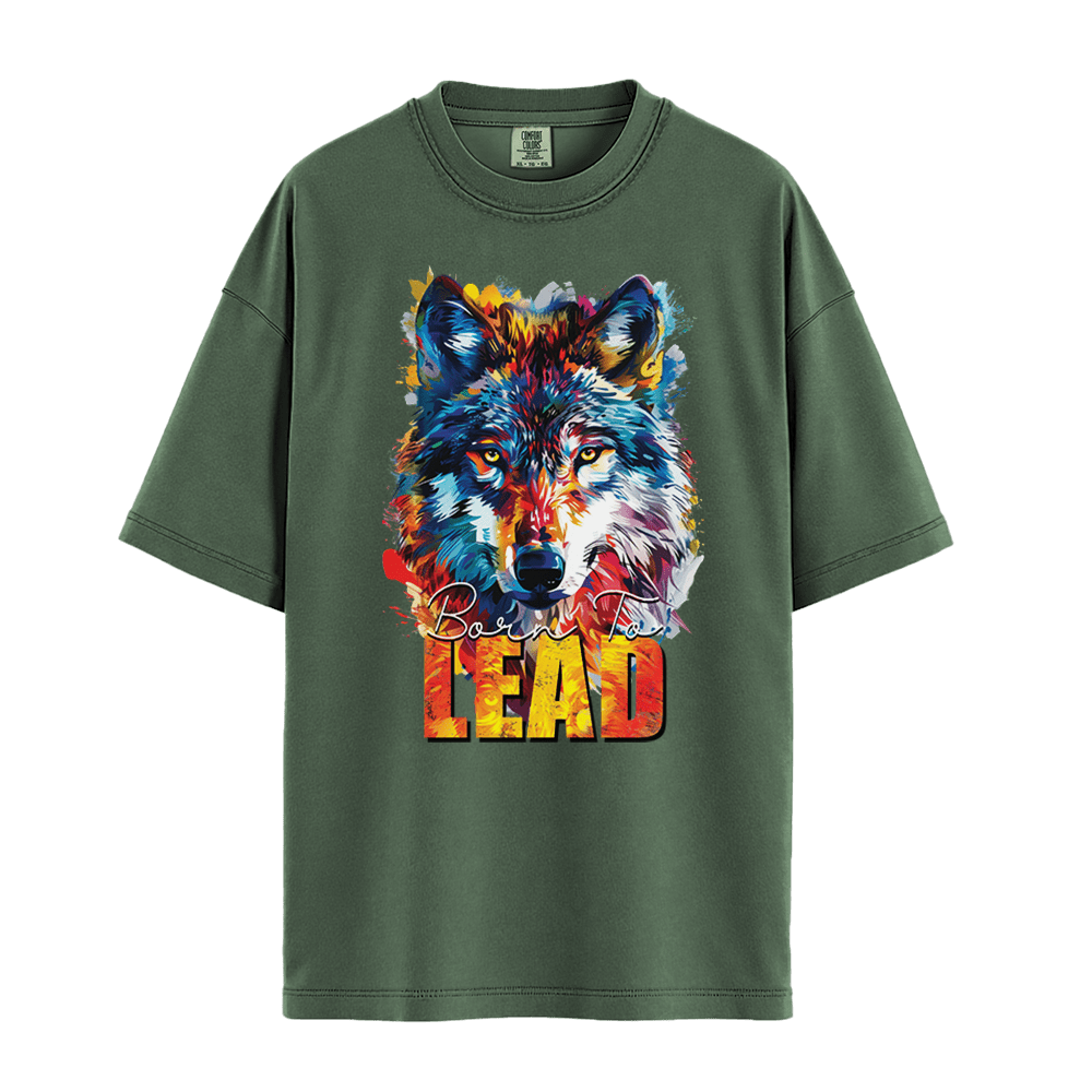 Born To Lead - Wolf Unisex T-Shirt Premium Comfort Colors - Moss