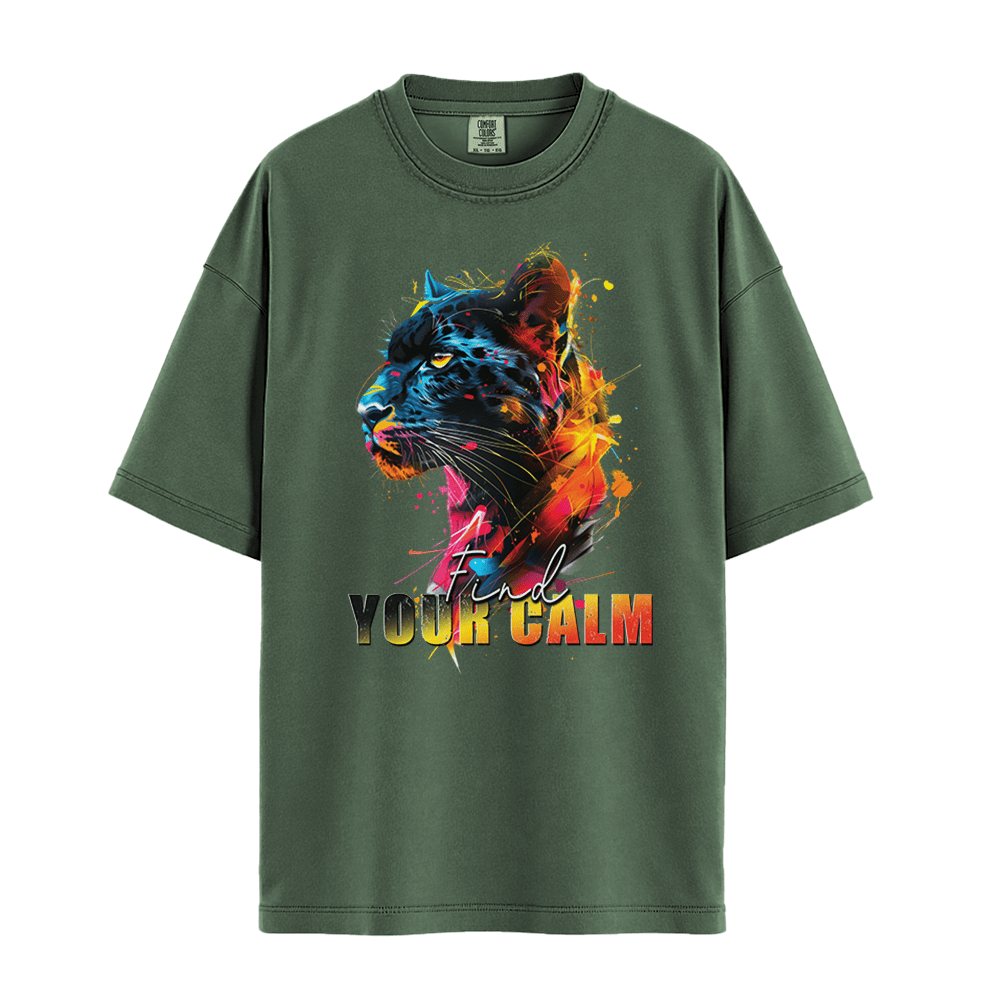 Find Your Calm - Panther Unisex T-Shirt Premium Comfort Colors - Moss