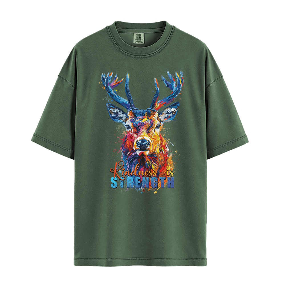 Kindness is Strength - Deer Unisex T-Shirt Premium Comfort Colors - Moss