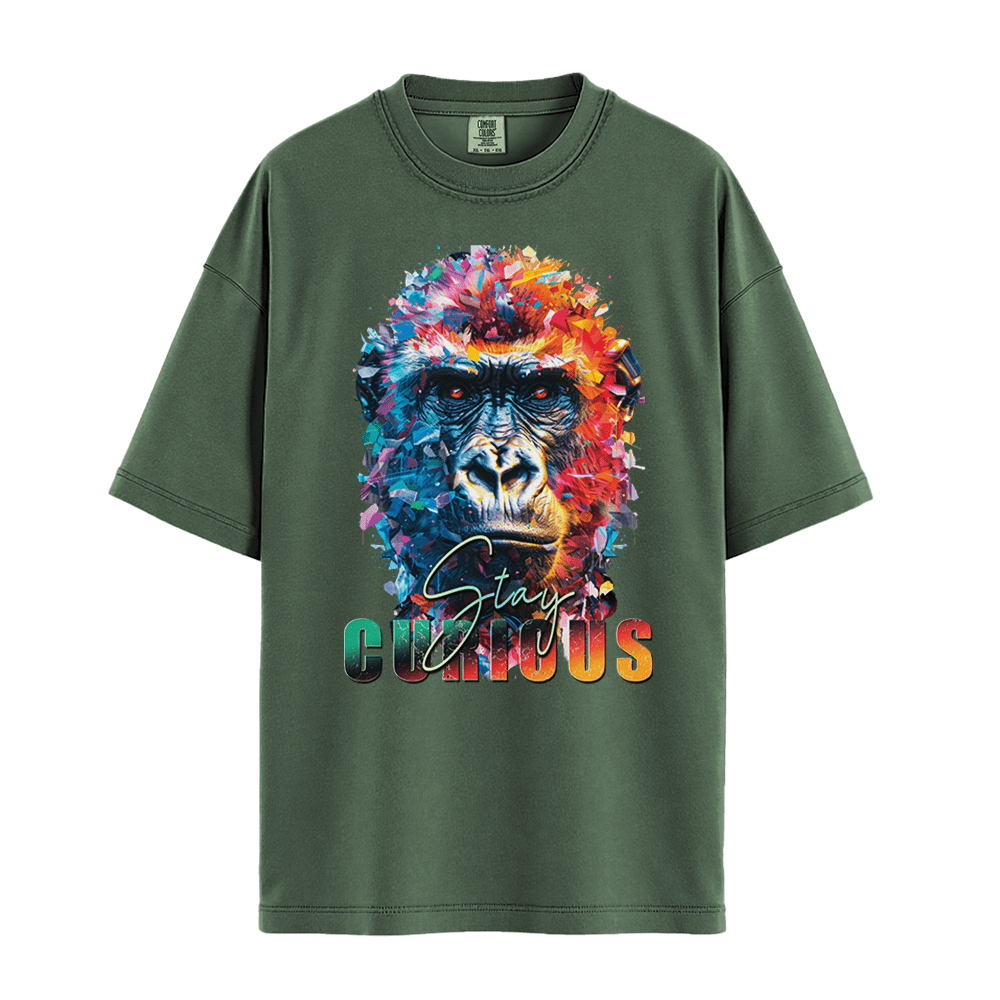 Stay Curious - Gorilla Unisex T-Shirt Premium Comfort Colors - Moss