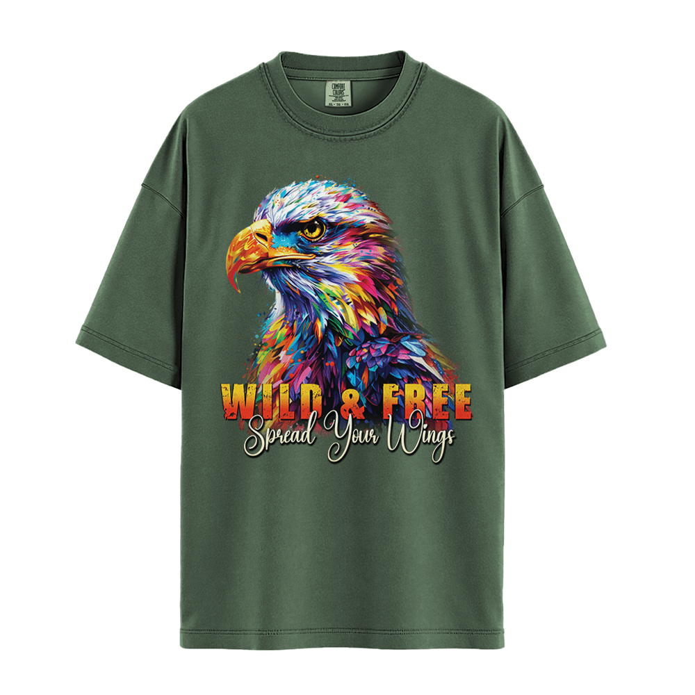 Wild & Free Spread Your Wings - Eagle Unisex T-Shirt Premium Comfort Colors - Moss