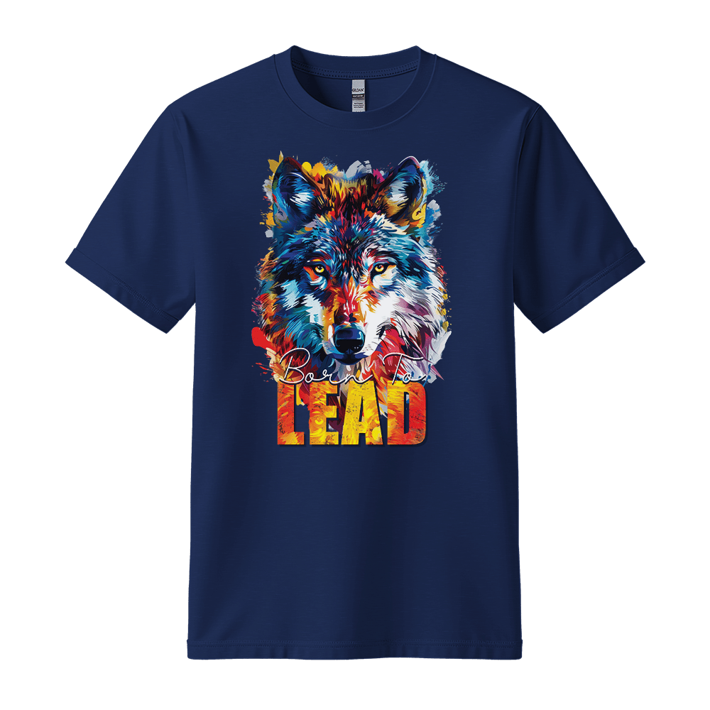 Born To Lead - Wolf Unisex T-Shirt - Motivation Shirt - Standard (G5000) - Navy - S