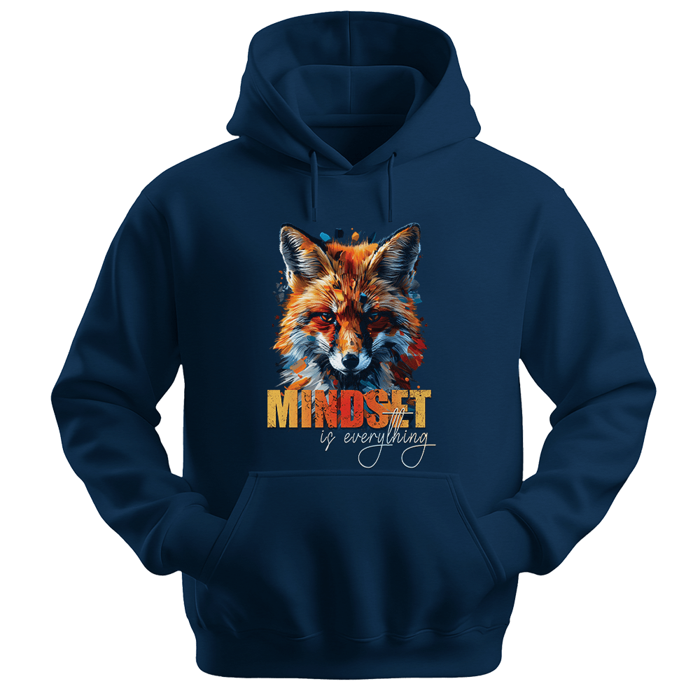 Mindset Is Everything - Fox Unisex Hoodie - Statement Hoodie - Unisex Hoodie | Gildan 18500 - Navy. - S