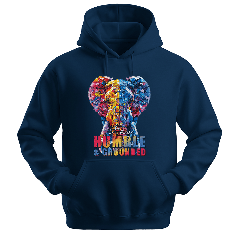 Stay Humble & Grounded - Elephant Unisex Hoodie - Positive Hoodie - Unisex Hoodie | Gildan 18500 - Navy. - S