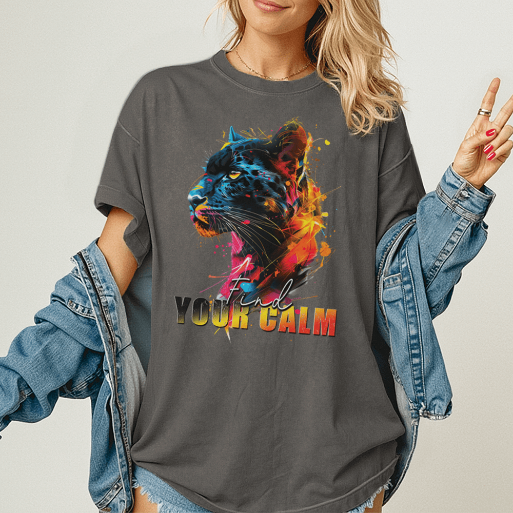 Find Your Calm - Panther Unisex T-Shirt - Good Vibes Clothing - Standard (G5000) - Navy - S