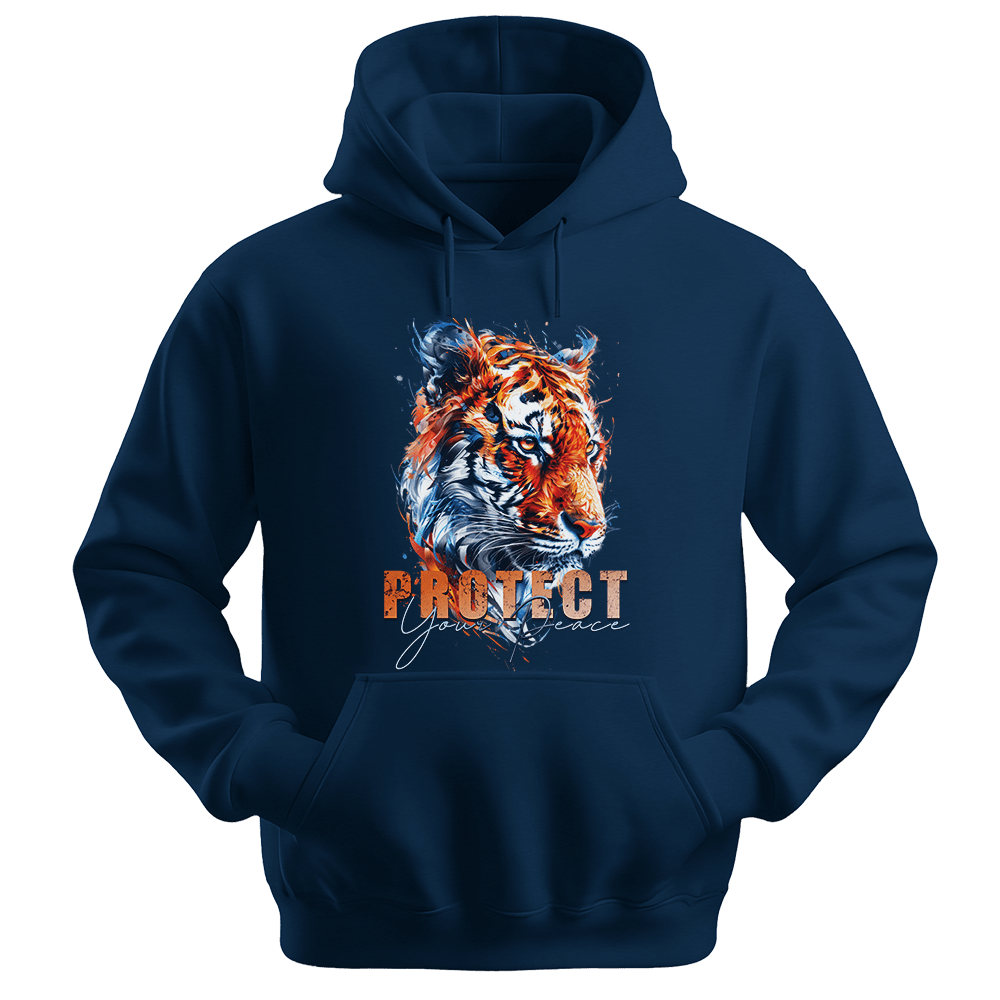 Protect Your Peace - Tiger Unisex Hoodie - Good Vibes Clothing - Unisex Hoodie | Gildan 18500 - Navy. - S