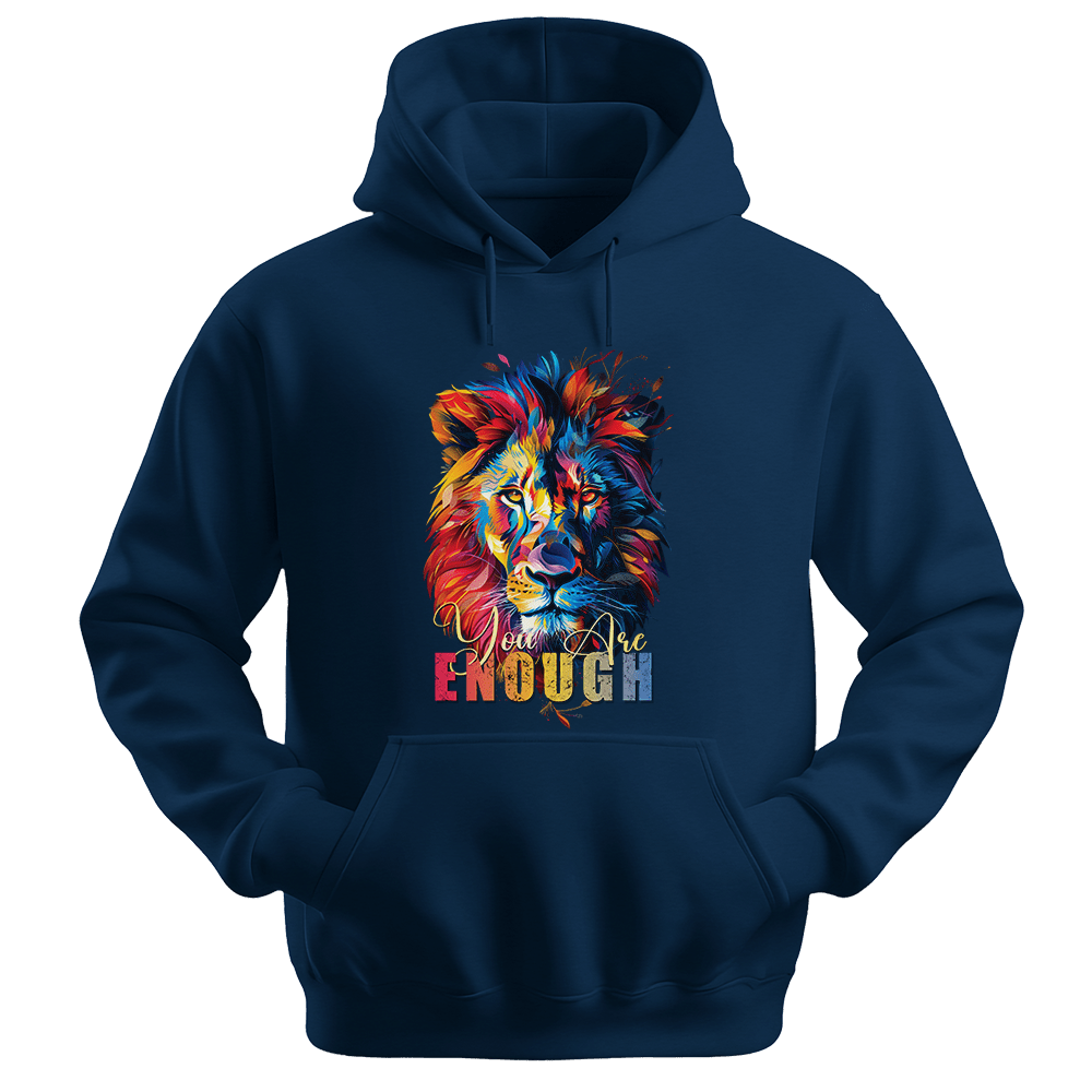 You Are Enough - Lion Unisex Hoodie - Motivation Hoodie - Unisex Hoodie | Gildan 18500 - Navy. - S
