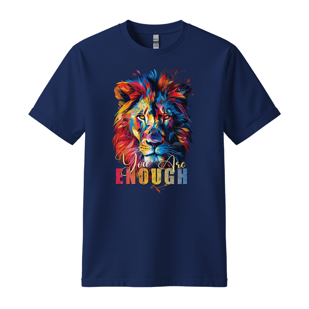 You Are Enough - Lion Unisex T-Shirt - Motivation Shirt - Standard (G5000) - Navy - S