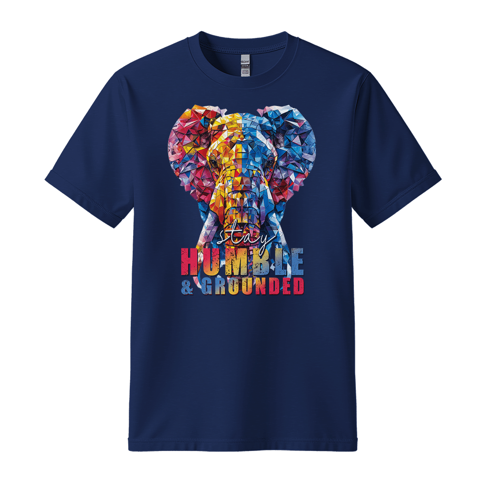 Stay Humble & Grounded - Elephant Unisex T-Shirt - Positive Shirt - Standard (G5000) - Navy - S