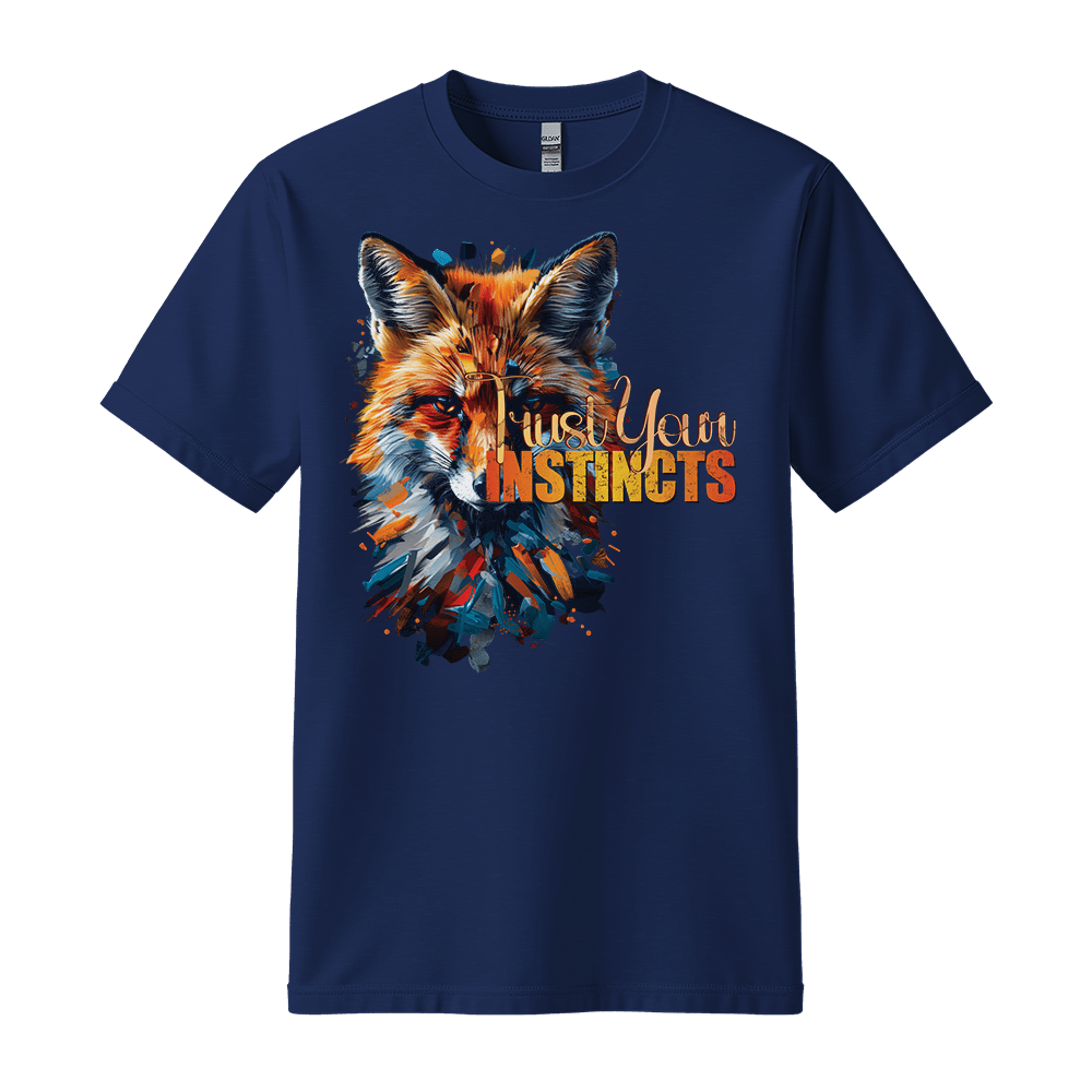 Trust Your Instincts - Fox Unisex T-Shirt - Motivation Shirt - Standard (G5000) - Navy - S