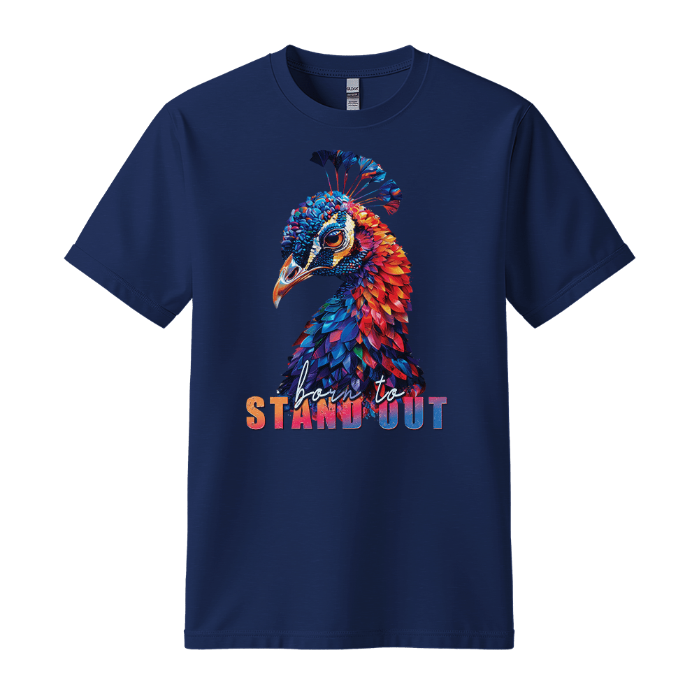 Born To Stand Out - Peacock Unisex T-Shirt - Statement Shirt - Standard (G5000) - Navy - S