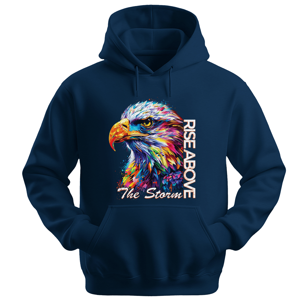 Rise Above The Storm - Eagle Unisex Hoodie - Inspirational Apparel - Unisex Hoodie | Gildan 18500 - Navy. - S