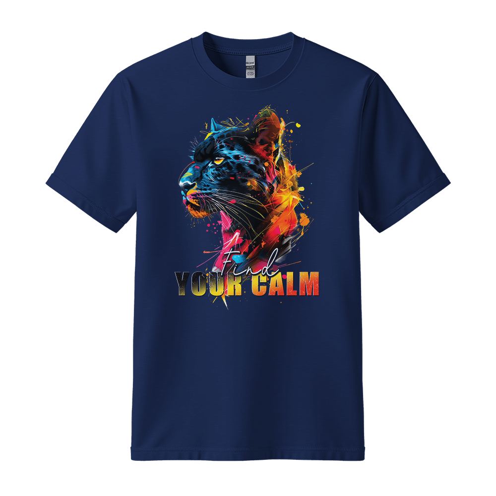 Find Your Calm - Panther Unisex T-Shirt - Good Vibes Clothing - Standard (G5000) - Navy - S