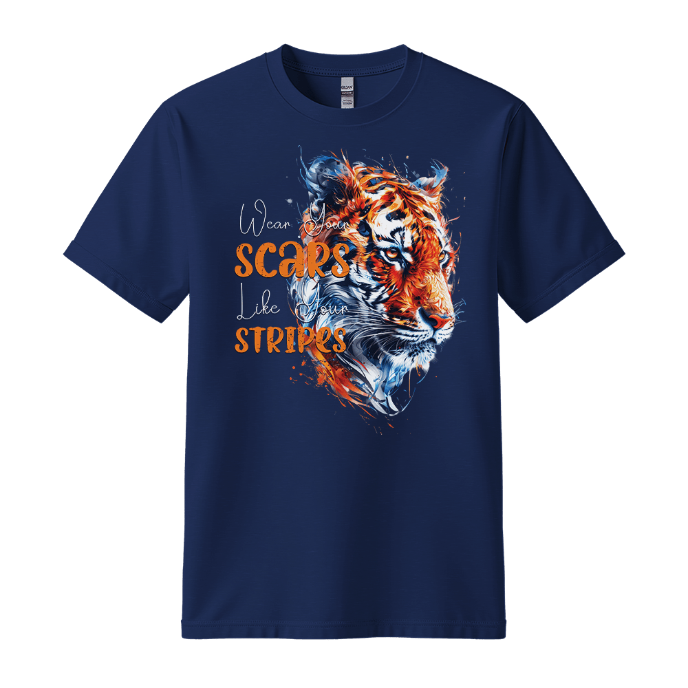 Wear Your Scars, Like Your Stripes - Tiger Unisex T-Shirt - Statement Shirt - Standard (G5000) - Navy - S