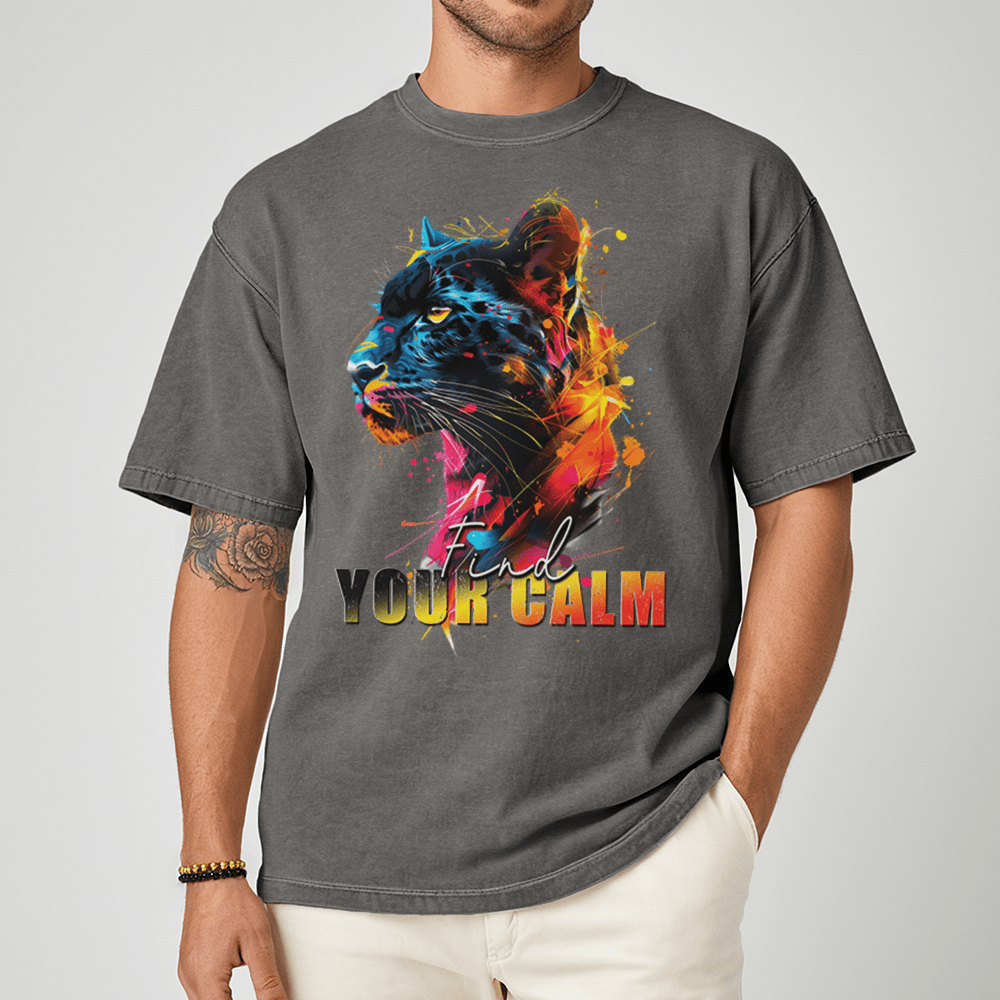 Find Your Calm - Panther Unisex T-Shirt - Good Vibes Clothing - Standard (G5000) - Navy - S