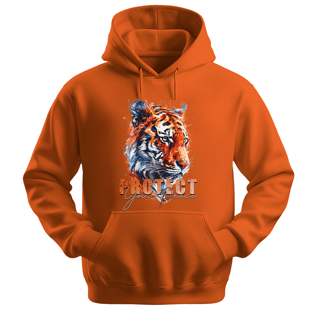 Protect Your Peace - Tiger Unisex Hoodie - Good Vibes Clothing - Unisex Hoodie | Gildan 18500 - Orange. - S