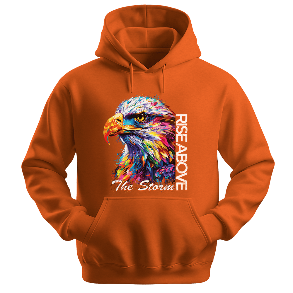 Rise Above The Storm - Eagle Unisex Hoodie - Inspirational Apparel - Unisex Hoodie | Gildan 18500 - Orange. - S