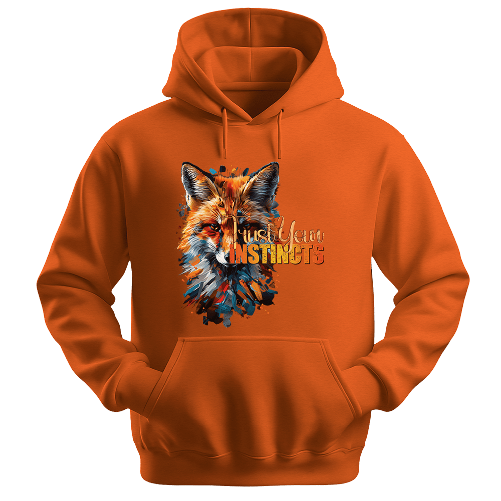 Trust Your Instincts - Fox Unisex Hoodie - Motivation Hoodie - Unisex Hoodie | Gildan 18500 - Orange. - S