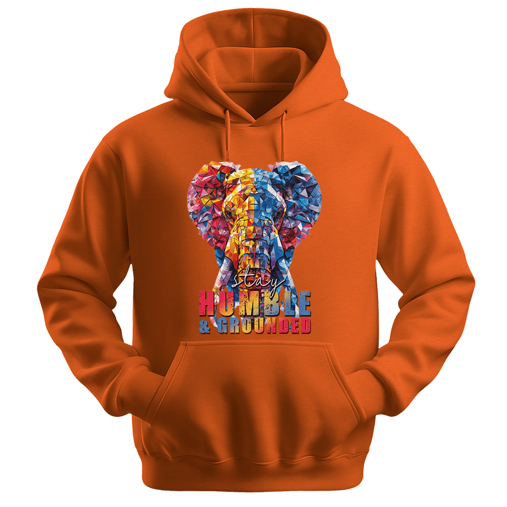 Stay Humble & Grounded - Elephant Unisex Hoodie - Positive Hoodie - Unisex Hoodie | Gildan 18500 - Orange. - S