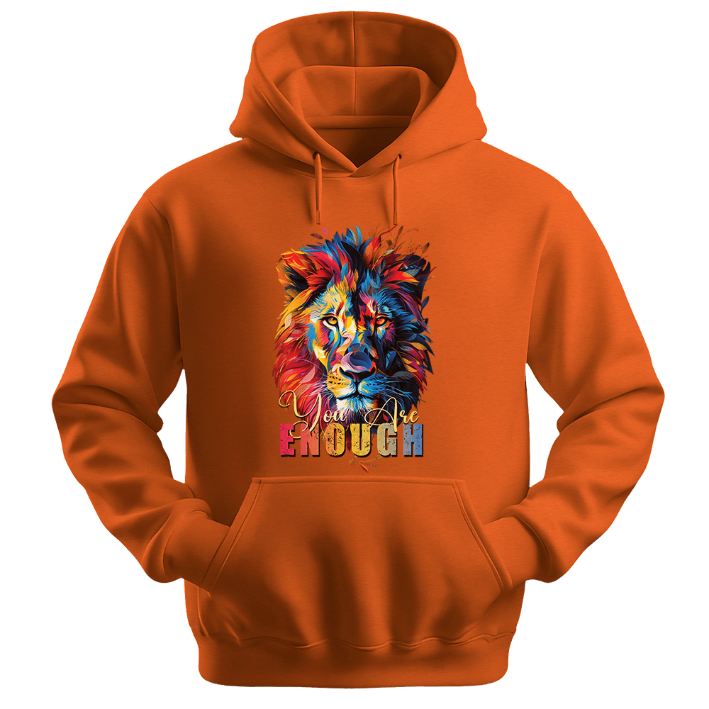 You Are Enough - Lion Unisex Hoodie - Motivation Hoodie - Unisex Hoodie | Gildan 18500 - Orange. - S