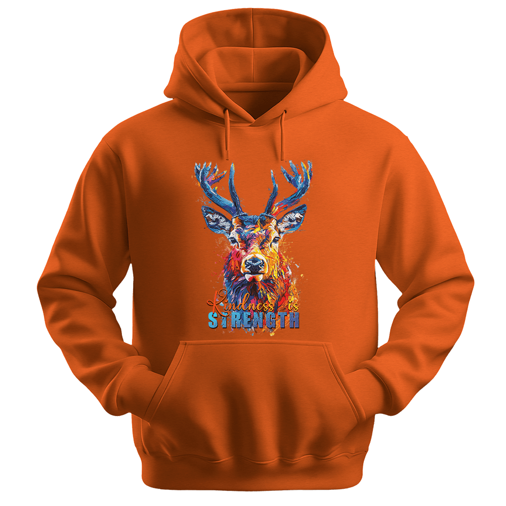 Kindness Is Strength - Deer Unisex Hoodie - Positive Hoodie - Unisex Hoodie | Gildan 18500 - Orange. - S