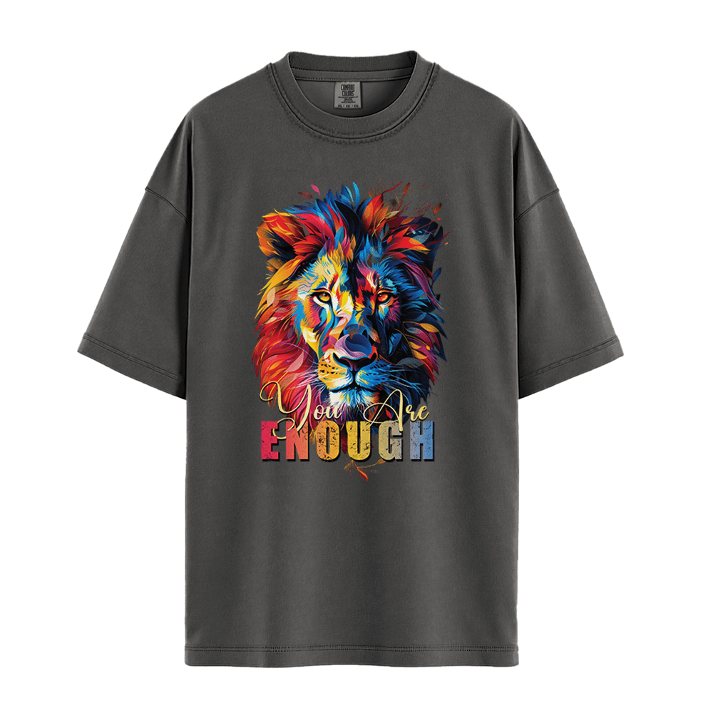 You Are Enough - Lion Unisex T-Shirt Premium Comfort Colors - Pepper