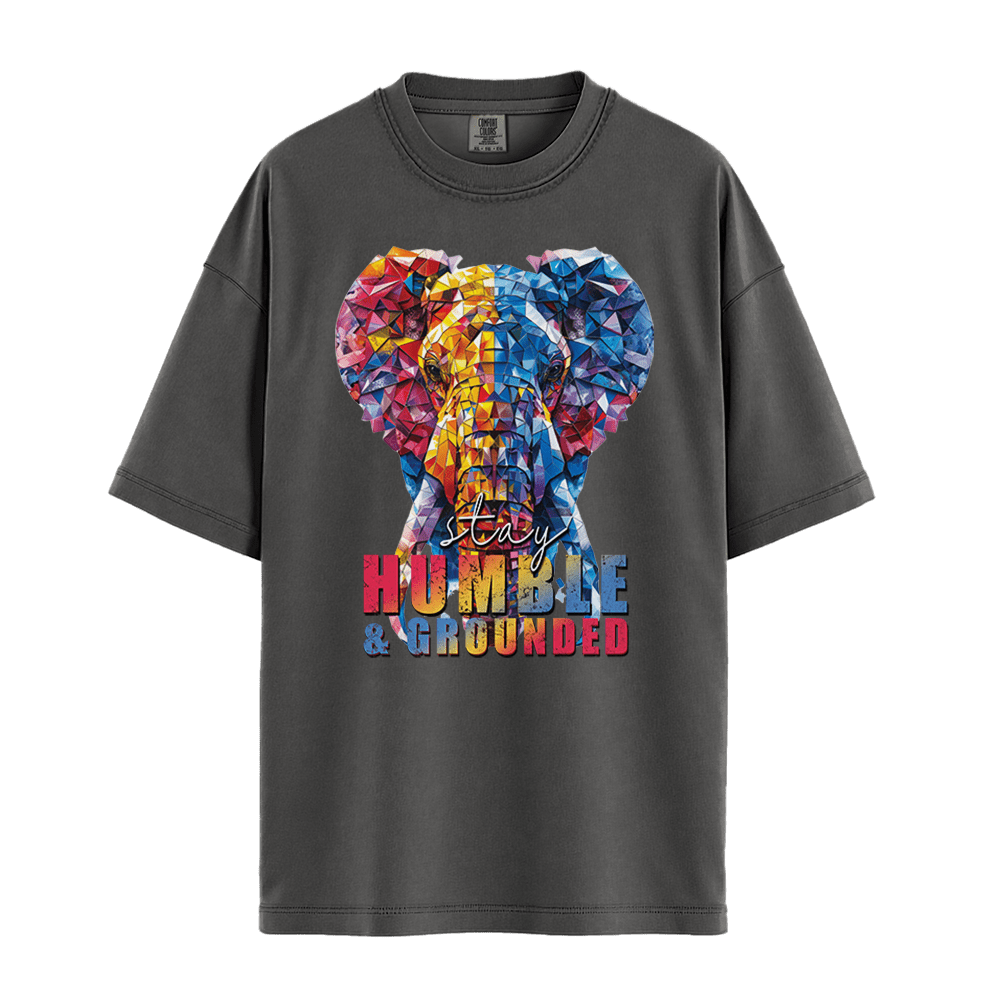 Stay Humble & Grounded - Elephant Unisex T-Shirt Premium Comfort Colors - Pepper