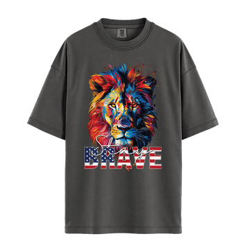 Stay Brave - Lion Unisex T-Shirt Premium Comfort Colors - Pepper