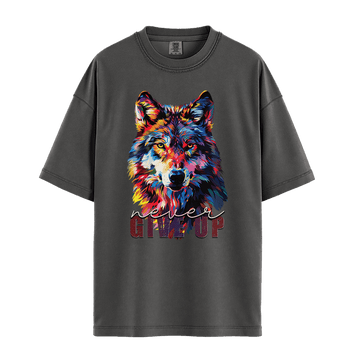 Never Give Up - Wolf Unisex T-Shirt Premium Comfort Colors - Pepper