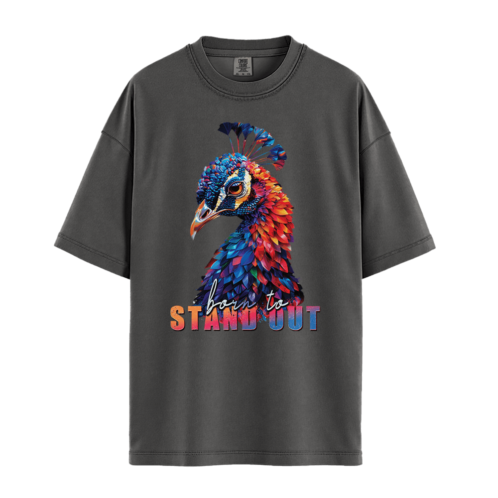 Born To Stand Out - Peacock Unisex T-Shirt Premium Comfort Colors - Pepper