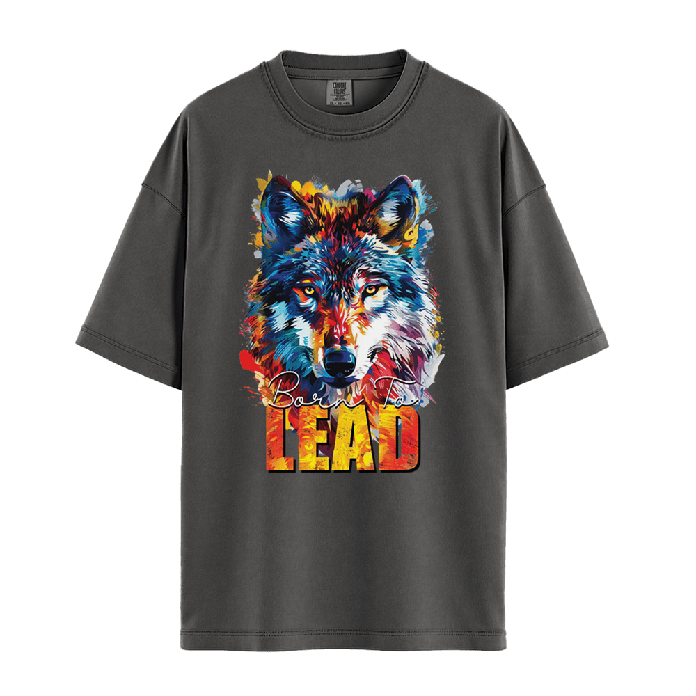Born To Lead - Wolf Unisex T-Shirt Premium Comfort Colors - Pepper