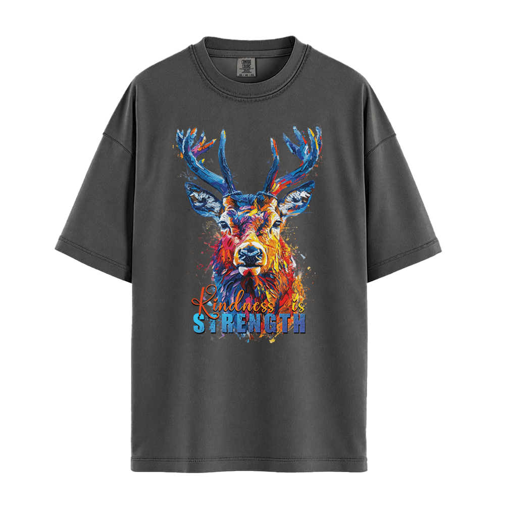Kindness is Strength - Deer Unisex T-Shirt Premium Comfort Colors - Pepper