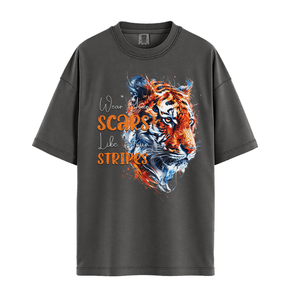 Wear Your Scars, Like Your Stripes - Tiger Unisex T-Shirt Premium Comfort Colors - Pepper