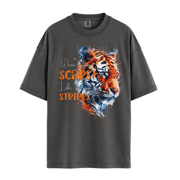 Wear Your Scars, Like Your Stripes - Tiger Unisex T-Shirt Premium Comfort Colors - Pepper