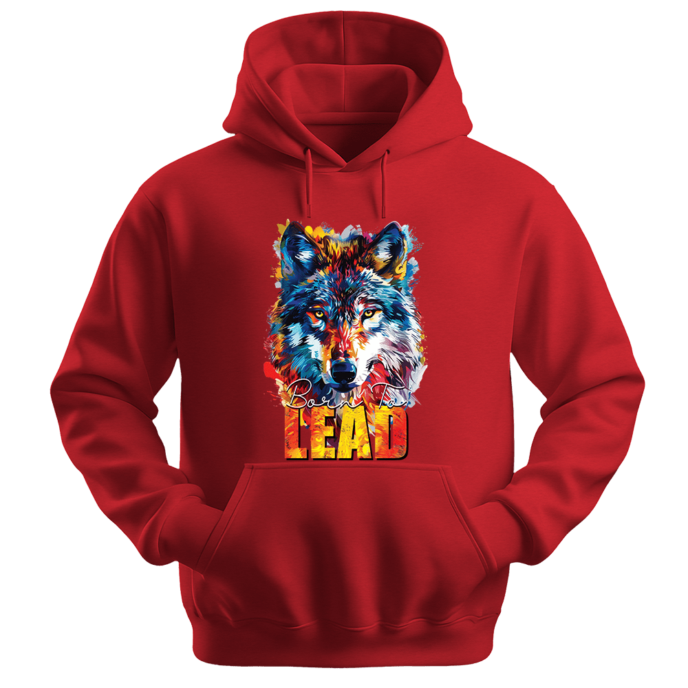 Born To Lead - Wolf Unisex Hoodie - Motivation Hoodie - Unisex Hoodie | Gildan 18500 - Red. - S
