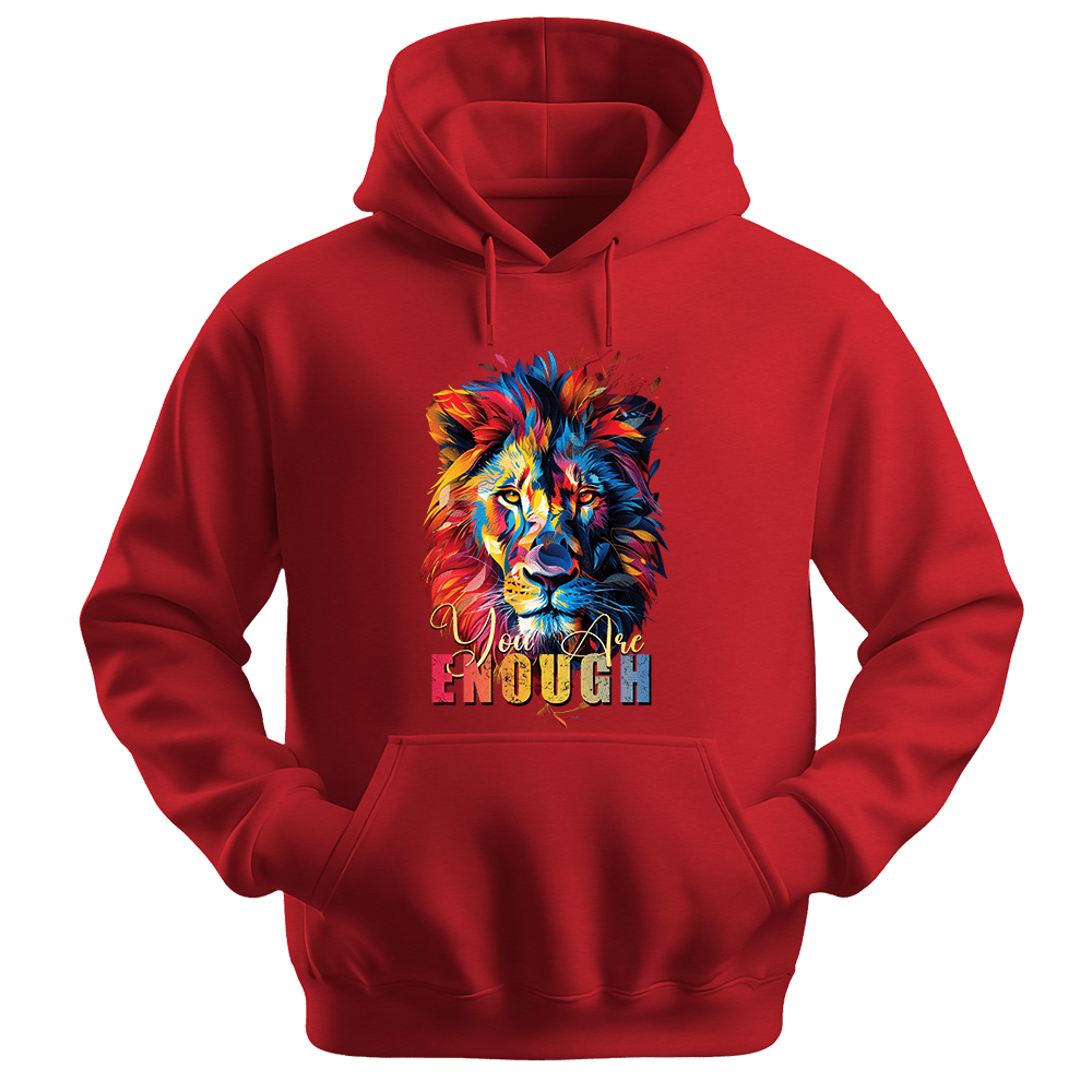 You Are Enough - Lion Unisex Hoodie - Motivation Hoodie - Unisex Hoodie | Gildan 18500 - Red. - S