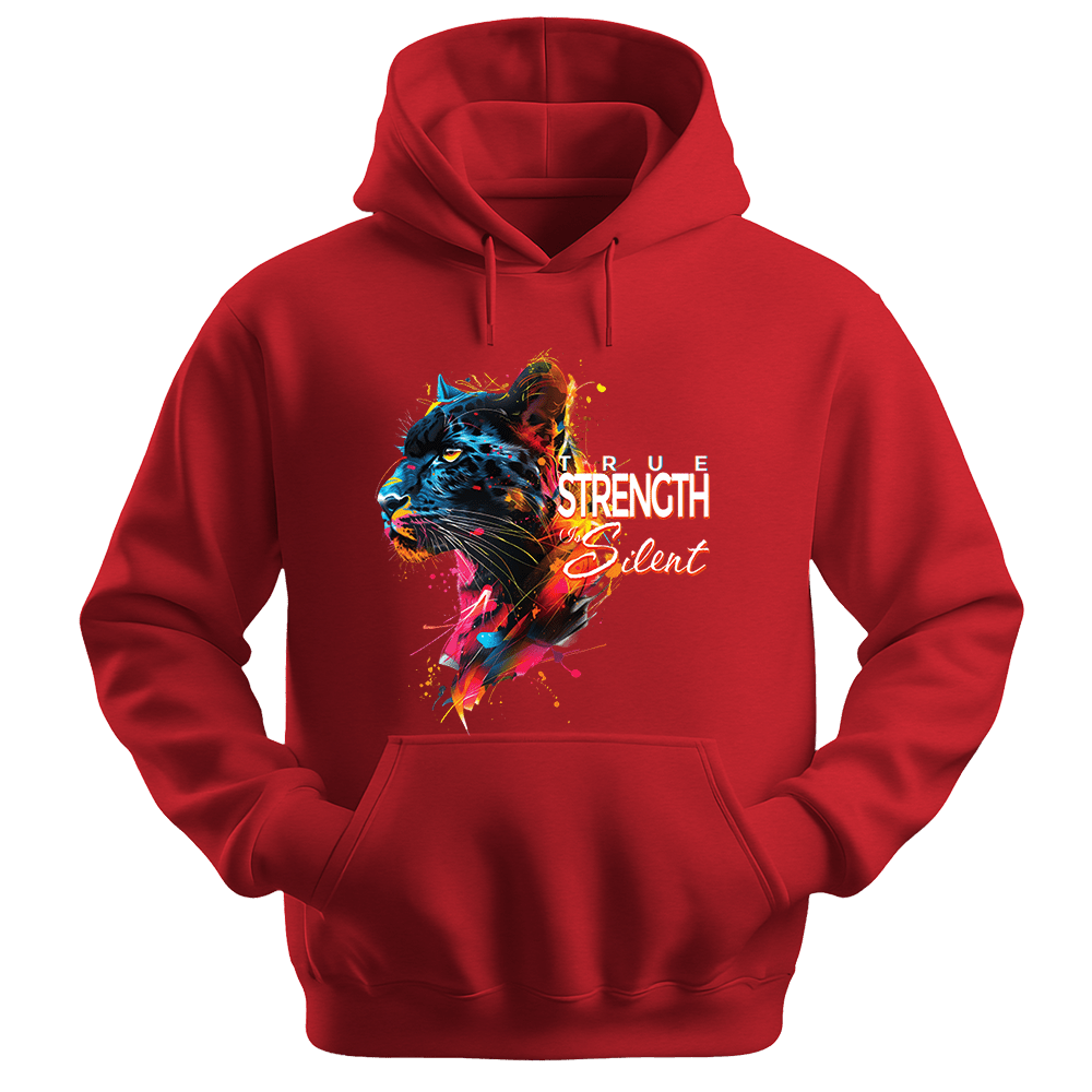 True Strength Is Silent - Panther Unisex Hoodie - Statement Hoodie - Unisex Hoodie | Gildan 18500 - Red. - S