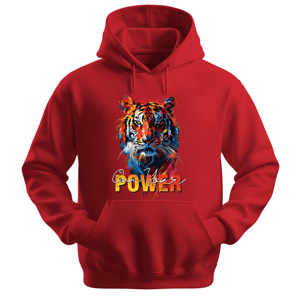 Own Your Power - Tiger Unisex Hoodie - Statement Hoodie - Unisex Hoodie | Gildan 18500 - Red. - S