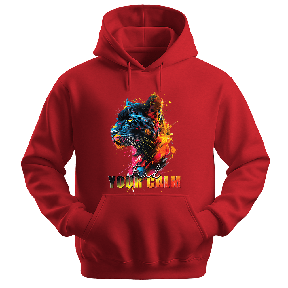 Find Your Calm - Panther Unisex Hoodie - Good Vibes Clothing - Unisex Hoodie | Gildan 18500 - Red. - S