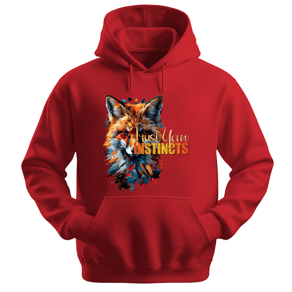 Trust Your Instincts - Fox Unisex Hoodie - Motivation Hoodie - Unisex Hoodie | Gildan 18500 - Red. - S