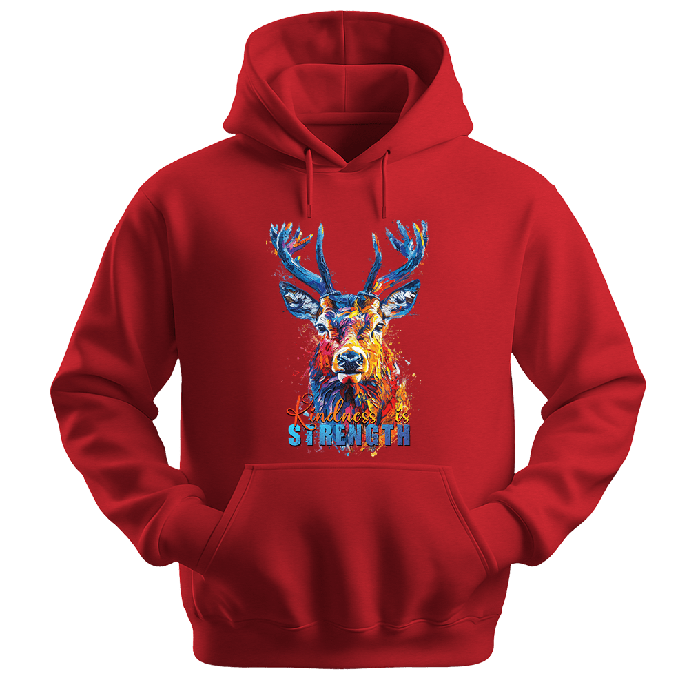 Kindness Is Strength - Deer Unisex Hoodie - Positive Hoodie - Unisex Hoodie | Gildan 18500 - Red. - S
