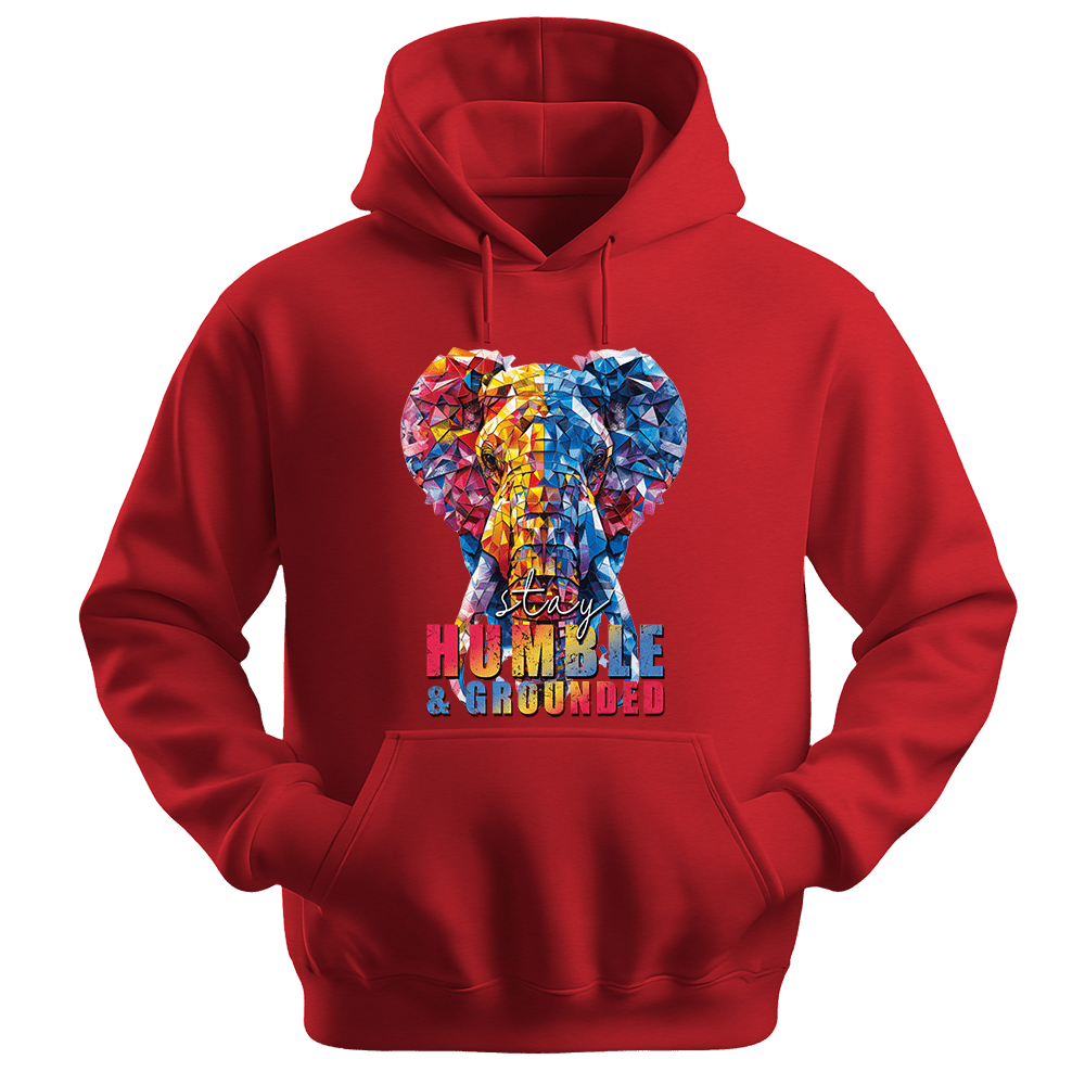 Stay Humble & Grounded - Elephant Unisex Hoodie - Positive Hoodie - Unisex Hoodie | Gildan 18500 - Red. - S