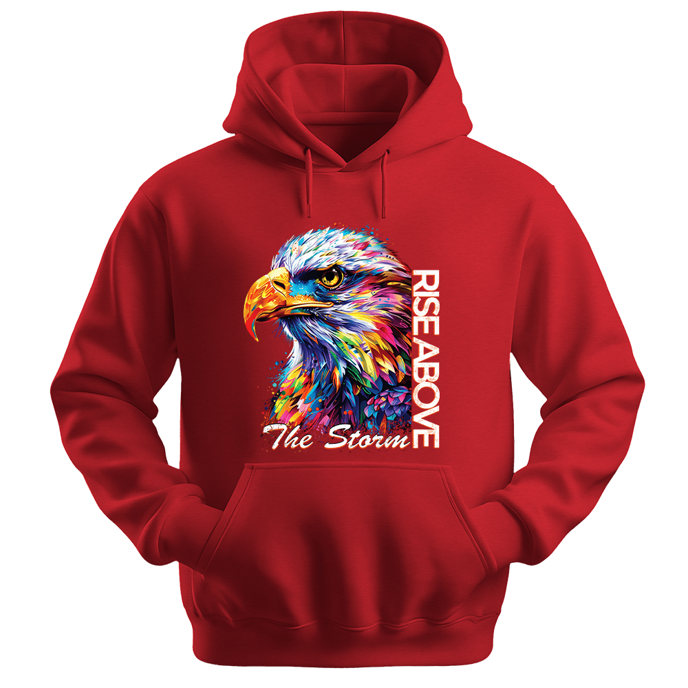 Rise Above The Storm - Eagle Unisex Hoodie - Inspirational Apparel - Unisex Hoodie | Gildan 18500 - Red. - S